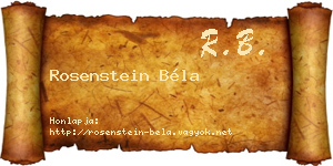 Rosenstein Béla névjegykártya
